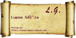 Lupse Géza névjegykártya